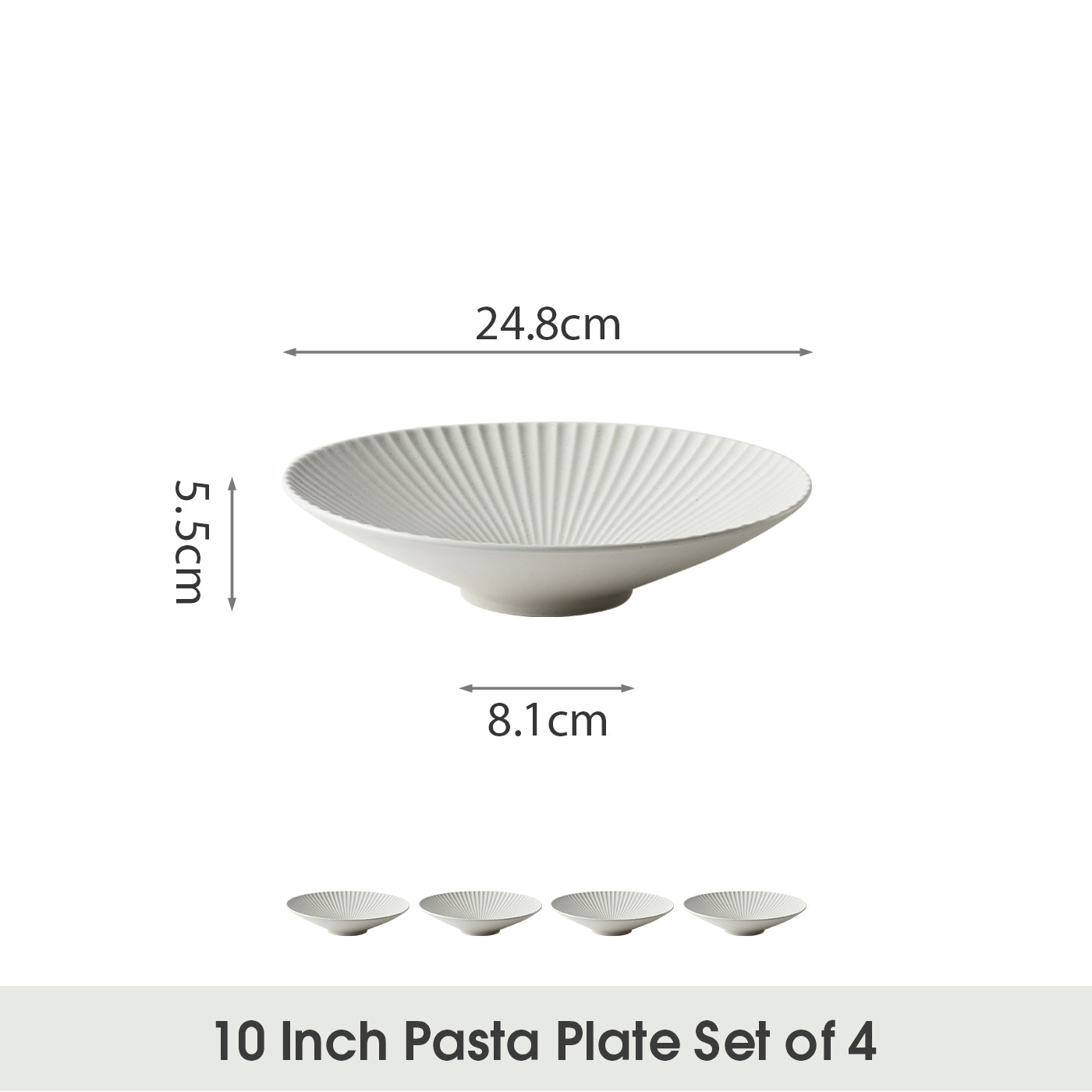 JIWOO-Collins, 4pcs, 10zoll 24,8cm Teller, Mikrowellengeeignet und Spülmaschinengeeignet