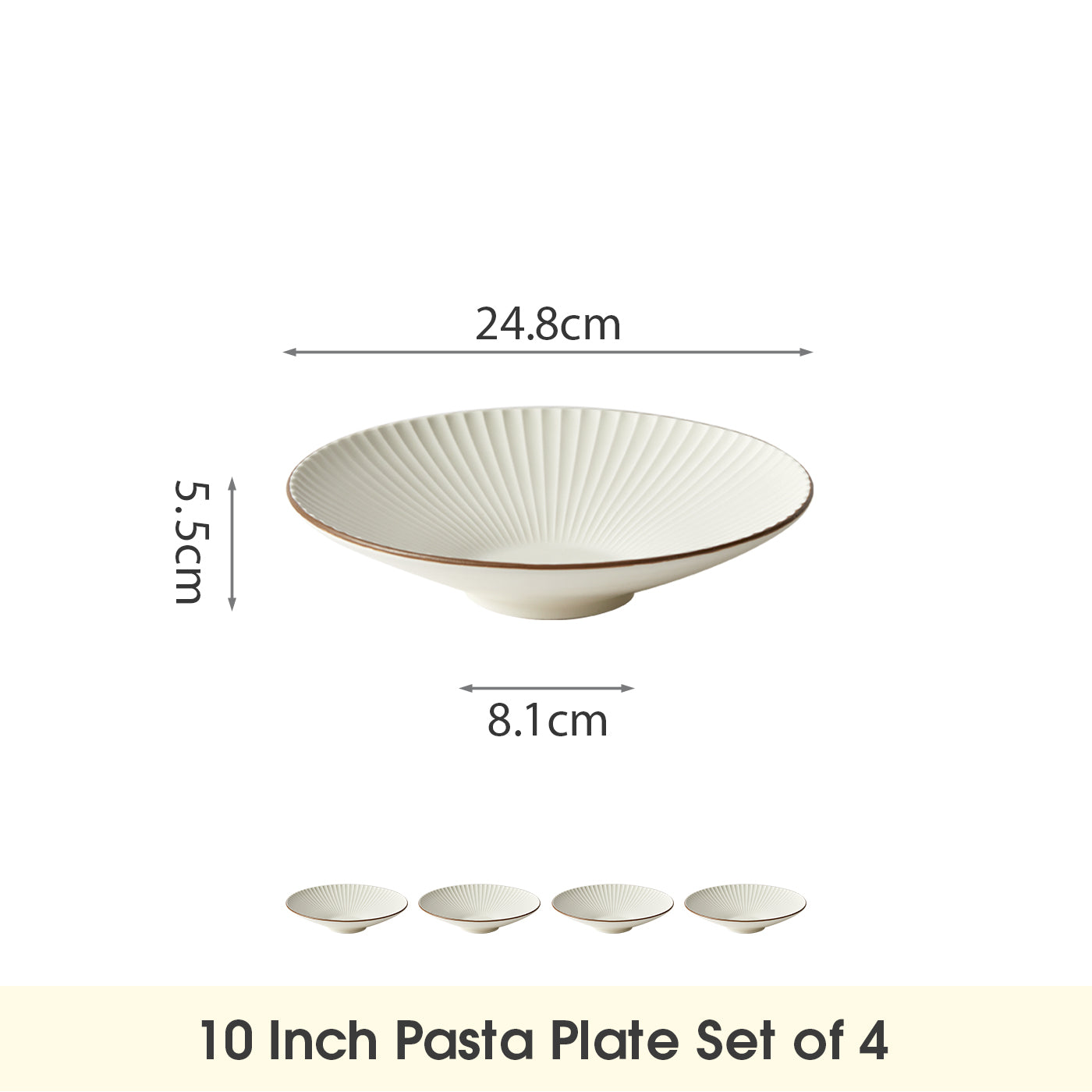 JIWOO-Collins, 4pcs, 10zoll 24,8cm Teller, Mikrowellengeeignet und Spülmaschinengeeignet