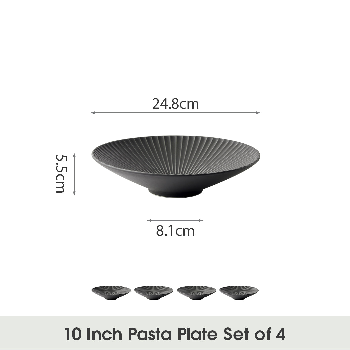 JIWOO-Collins, 4pcs, 10zoll 24,8cm Teller, Mikrowellengeeignet und Spülmaschinengeeignet