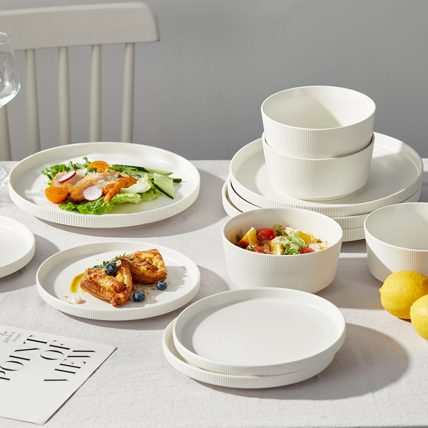 JIWOO-Roman Holiday, 12pcs Essensset, Mikrowellengeeignet und Spülmaschinengeeignet