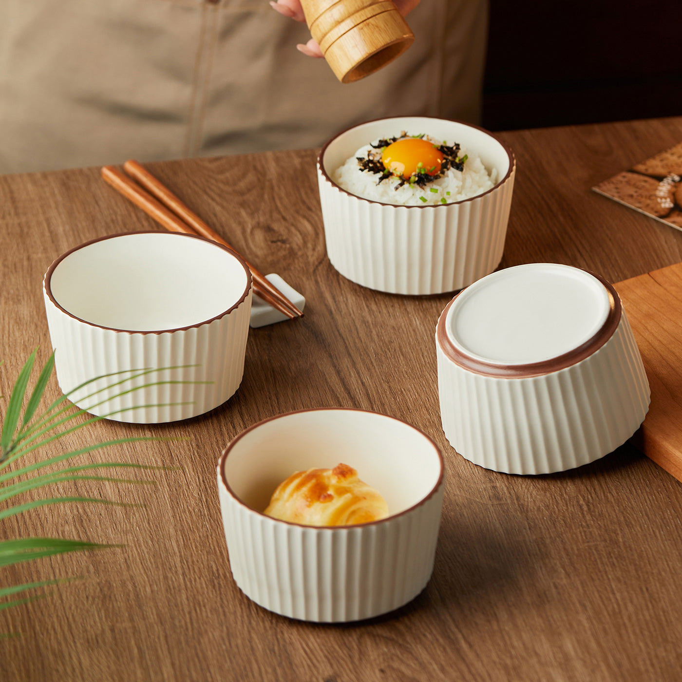 JIWOO-Collins, 4pcs, 4,5zoll 11cm Schüssel, Mikrowellengeeignet und Spülmaschinengeeignet