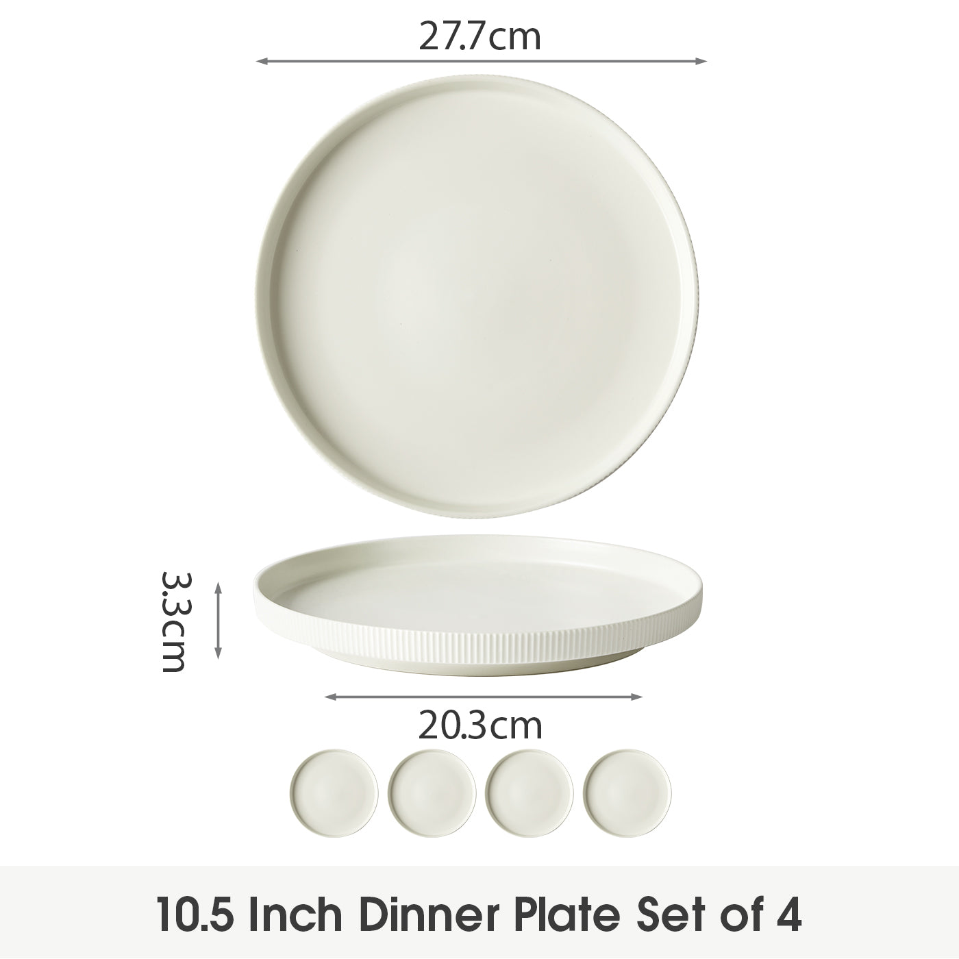 JIWOO-Roman Holiday, 4pcs, 10,5zoll 27,7cm  Essteller, Mikrowellengeeignet und Spülmaschinengeeignet