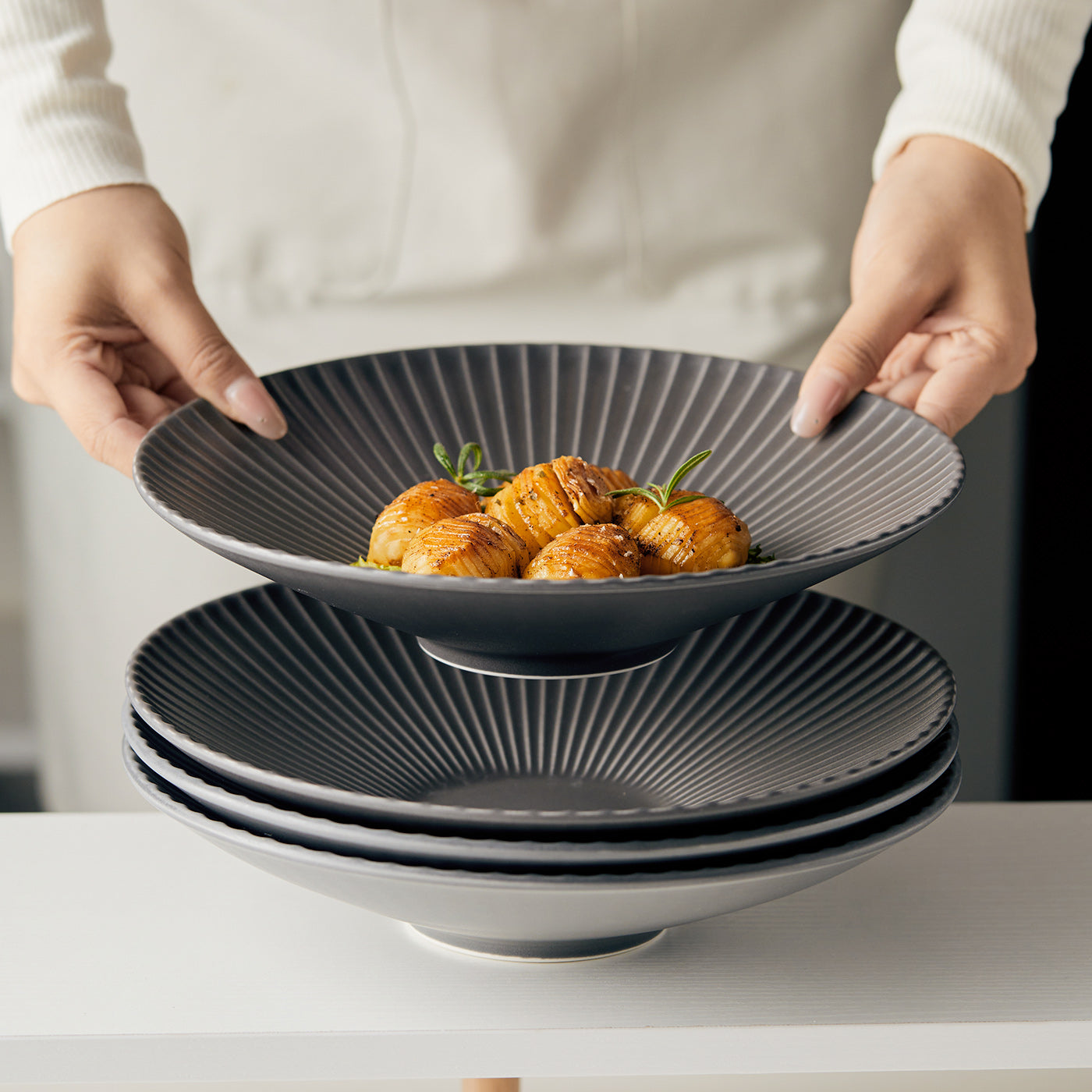 JIWOO-Collins, 4pcs, 10zoll 24,8cm Teller, Mikrowellengeeignet und Spülmaschinengeeignet