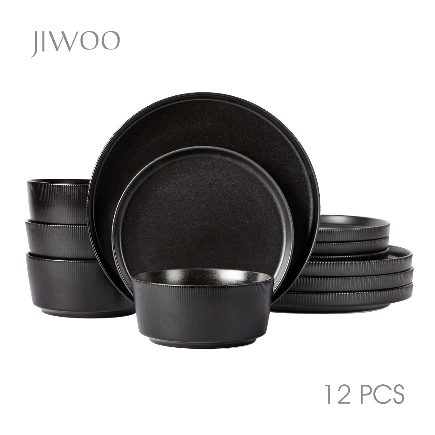 JIWOO-Roman Holiday, 12pcs Essensset, Mikrowellengeeignet und Spülmaschinengeeignet