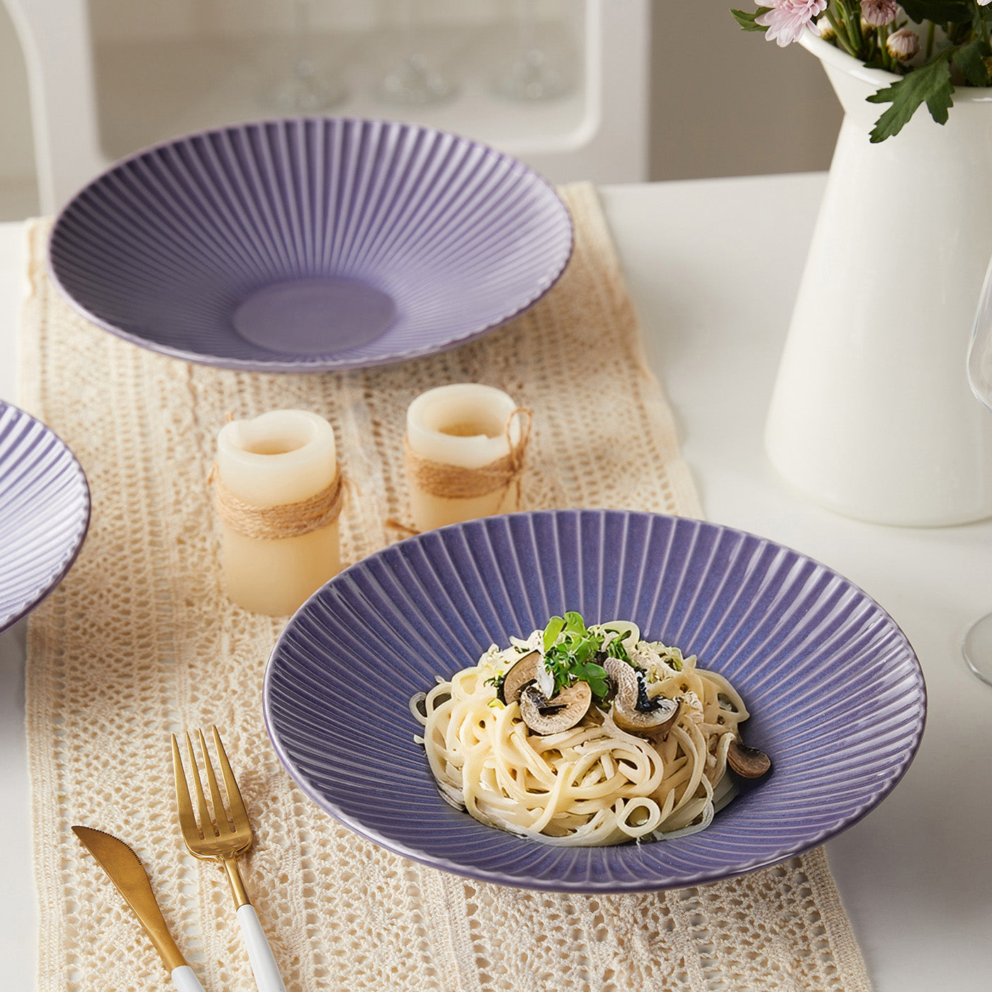 JIWOO-Collins, 4pcs, 10zoll 24,8cm Teller, Mikrowellengeeignet und Spülmaschinengeeignet