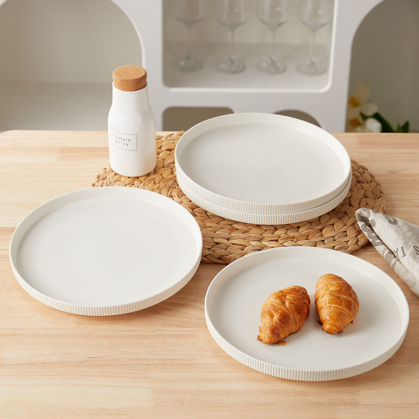 JIWOO-Roman Holiday, 4pcs, 10,5zoll 27,7cm  Essteller, Mikrowellengeeignet und Spülmaschinengeeignet