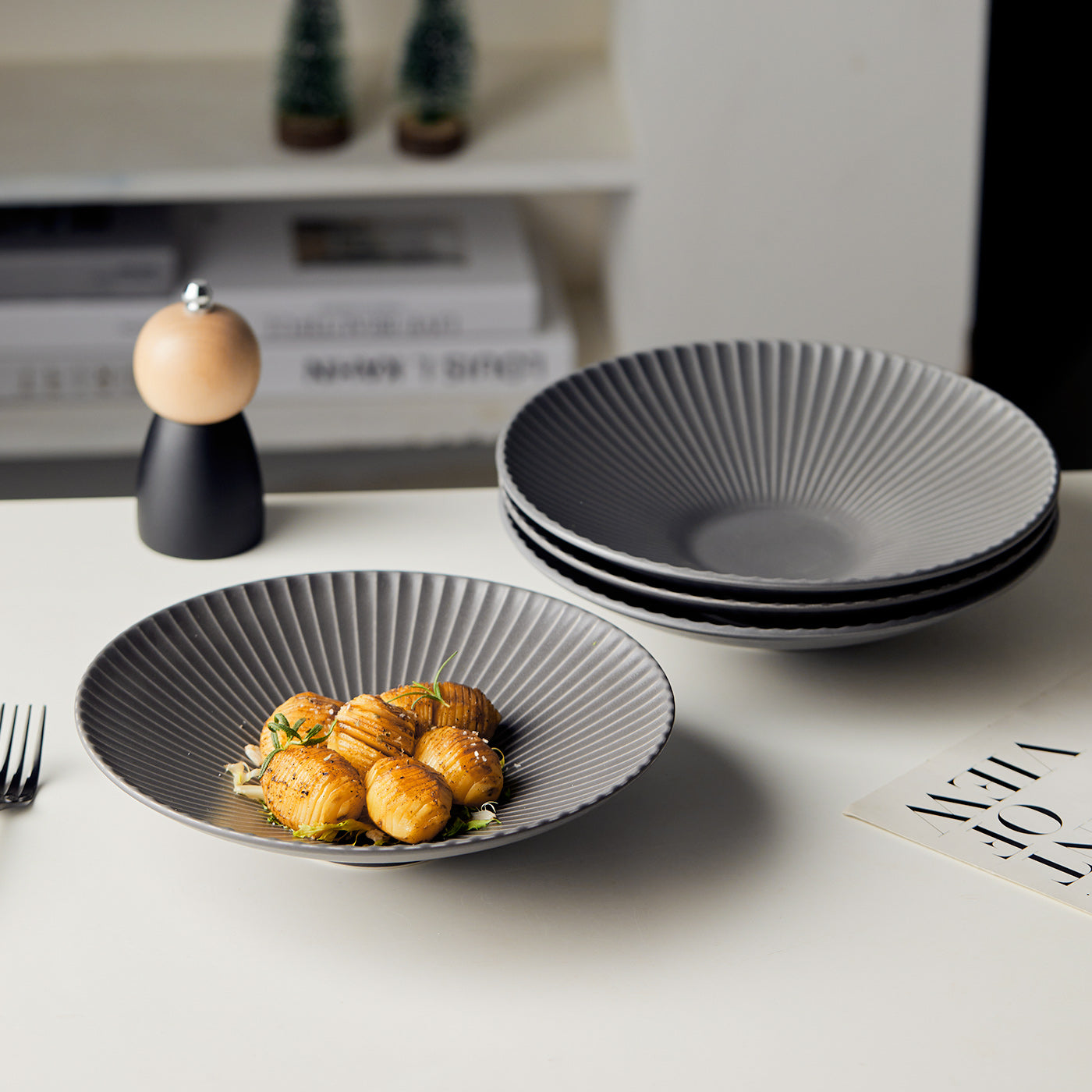 JIWOO-Collins, 4pcs, 10zoll 24,8cm Teller, Mikrowellengeeignet und Spülmaschinengeeignet