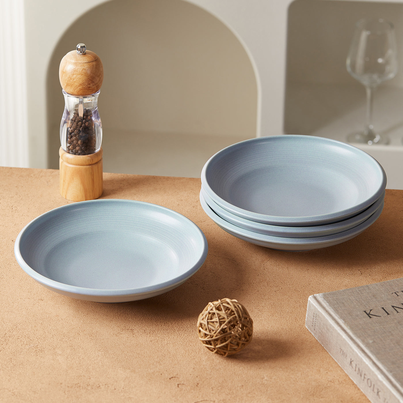 JIWOO-Zen, 4pcs, 8,5zoll 22cm Suppenteller, Mikrowellengeeignet und Spülmaschinengeeignet