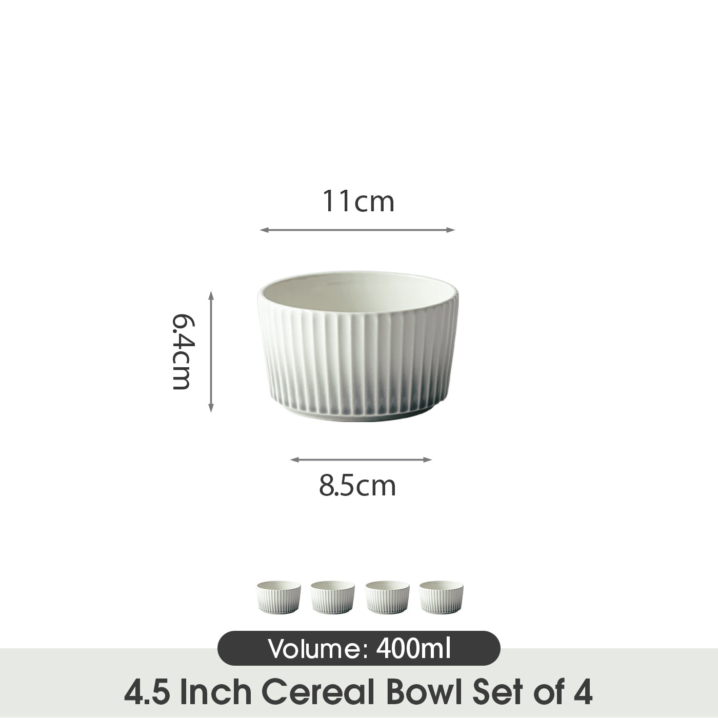 JIWOO-Collins, 4pcs, 4,5zoll 11cm Schüssel, Mikrowellengeeignet und Spülmaschinengeeignet