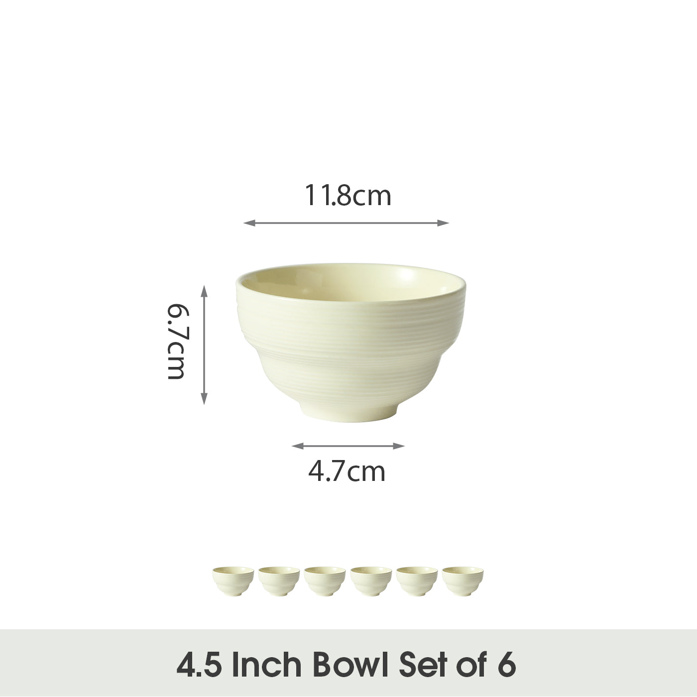 JIWOO-Light stream, 6pcs, 4,5Zoll 11,8cm Schüssel, Mikrowellengeeignet und Spülmaschinengeeignet