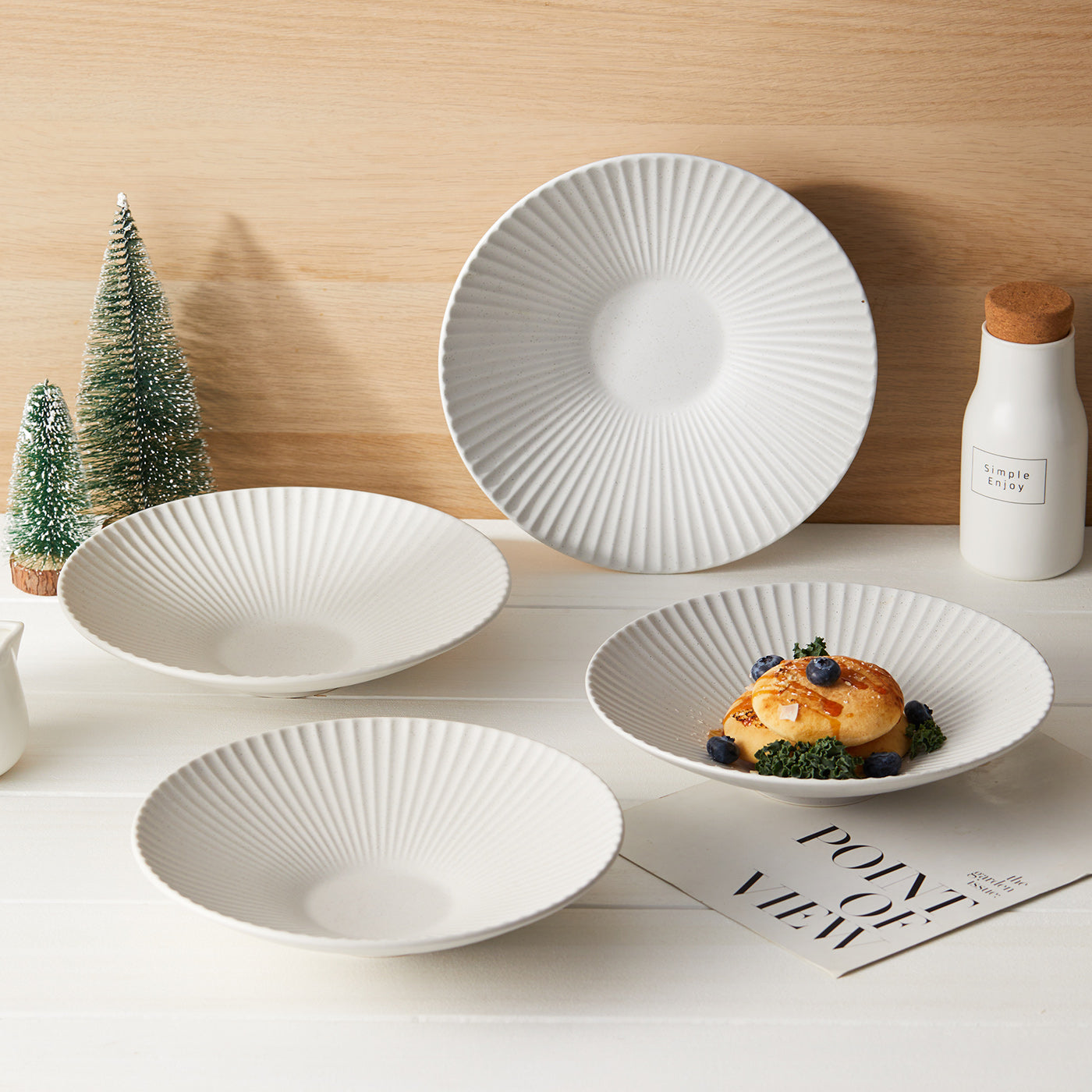 JIWOO-Collins, 4pcs, 10zoll 24,8cm Teller, Mikrowellengeeignet und Spülmaschinengeeignet