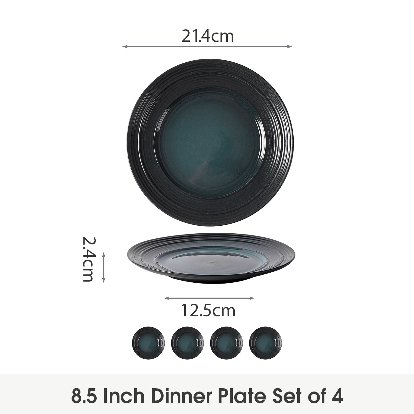 JIWOO-Lurcern, 4pcs, 8,5zoll 21,4cm Essteller, Mikrowellengeeignet und Spülmaschinengeeignet