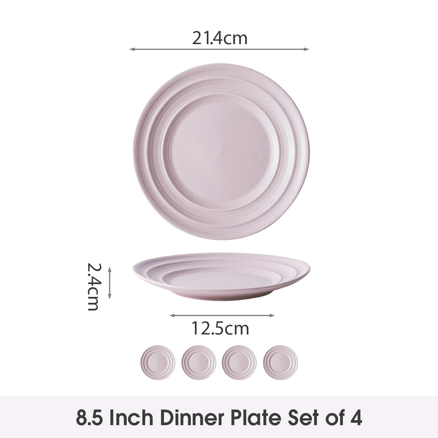 JIWOO-Lurcern, 4pcs, 8,5zoll 21,4cm Essteller, Mikrowellengeeignet und Spülmaschinengeeignet