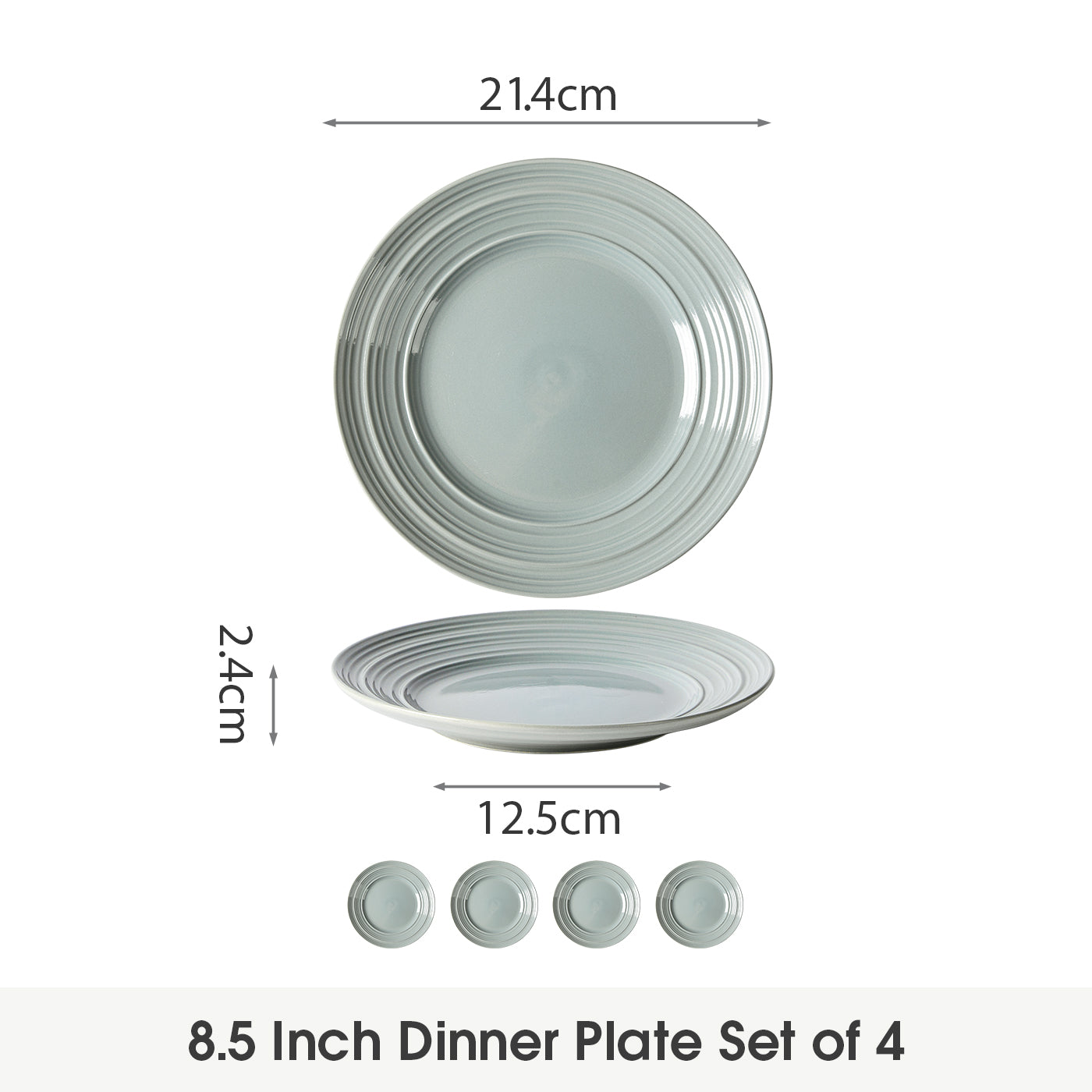 JIWOO-Lurcern, 4pcs, 8,5zoll 21,4cm Essteller, Mikrowellengeeignet und Spülmaschinengeeignet