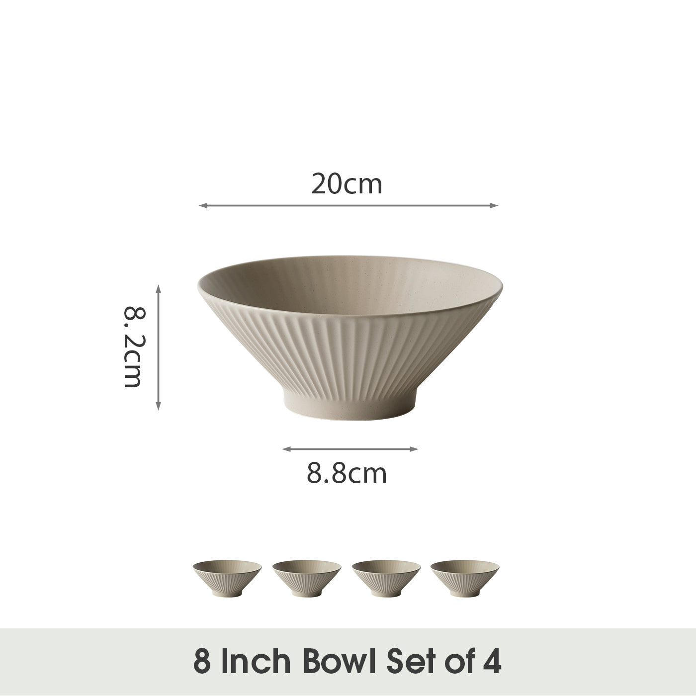 JIWOO-Collins, 4pcs, 8Zoll 20cm Schüssel, Mikrowellengeeignet und Spülmaschinengeeignet