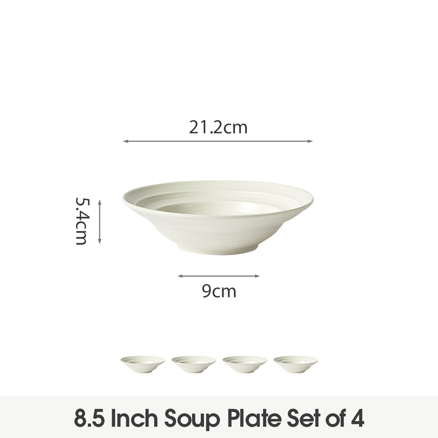 JIWOO-Lurcern, 4pcs, 8,5zoll 21,2cm Suppenteller, Mikrowellengeeignet und Spülmaschinengeeignet