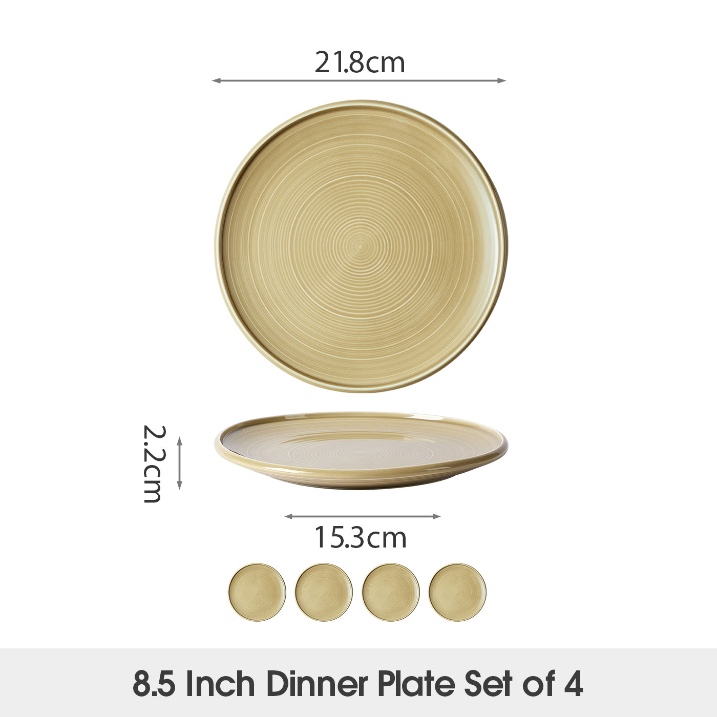 JIWOO-Zen, 4pcs, 8,5zoll 21,5cm Essteller, Mikrowellengeeignet und Spülmaschinengeeignet