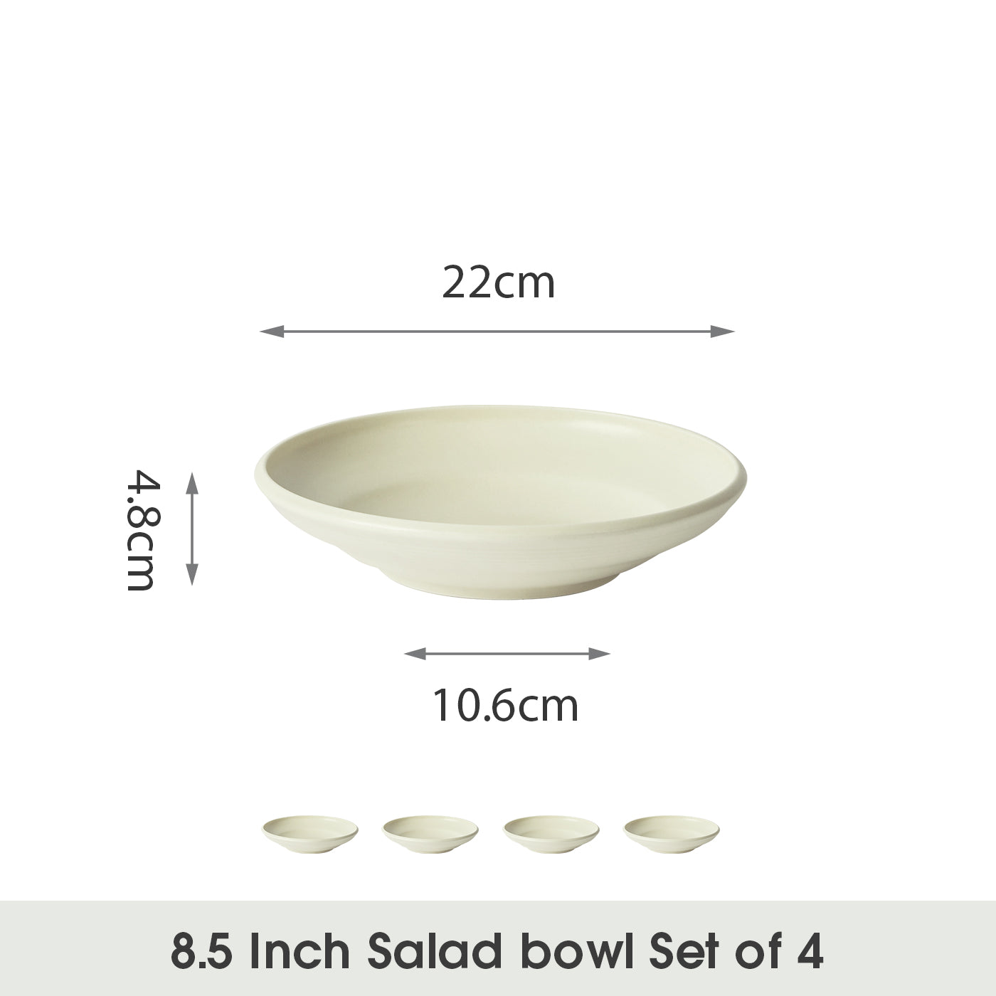 JIWOO-Zen, 4pcs, 8,5zoll 22cm Suppenteller, Mikrowellengeeignet und Spülmaschinengeeignet