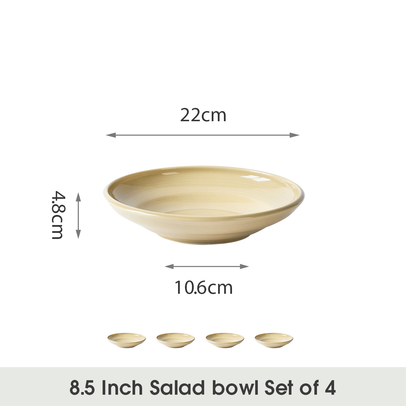 JIWOO-Zen, 4pcs, 8,5zoll 22cm Suppenteller, Mikrowellengeeignet und Spülmaschinengeeignet
