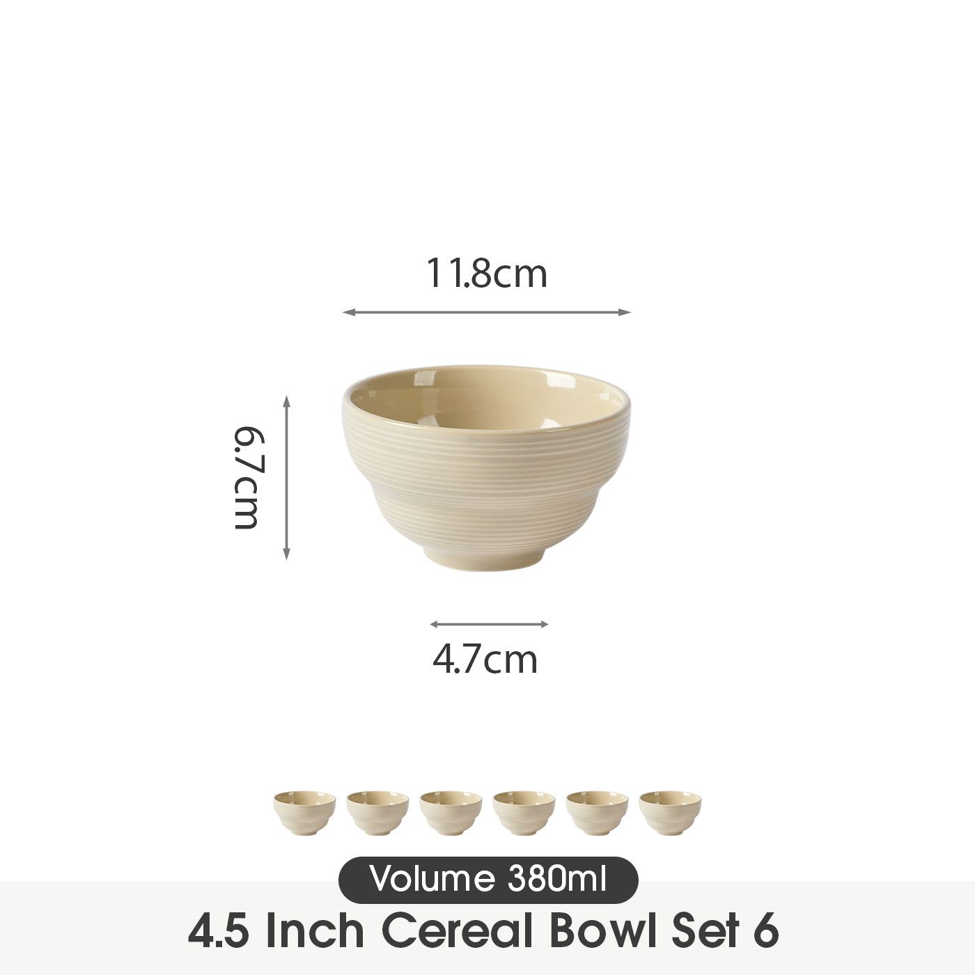 JIWOO-Light stream, 6pcs, 4,5Zoll 11,8cm Schüssel, Mikrowellengeeignet und Spülmaschinengeeignet