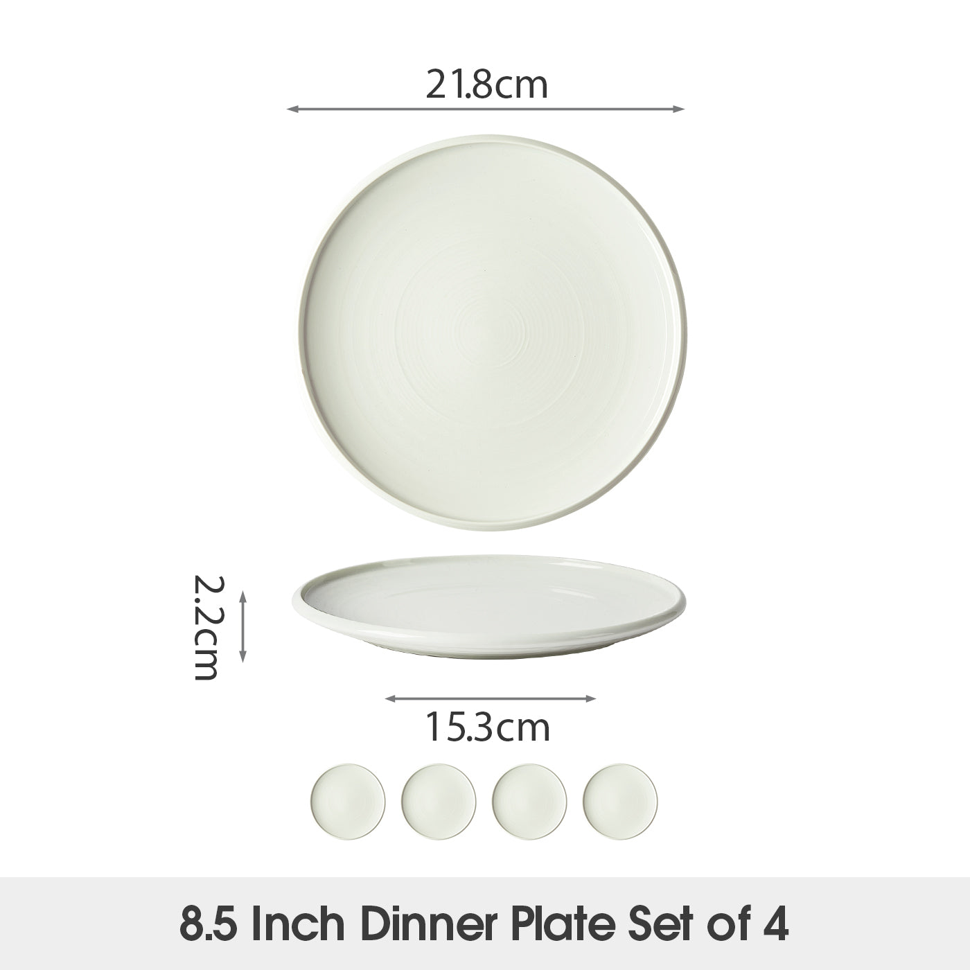 JIWOO-Zen, 4pcs, 8,5zoll 21,5cm Essteller, Mikrowellengeeignet und Spülmaschinengeeignet