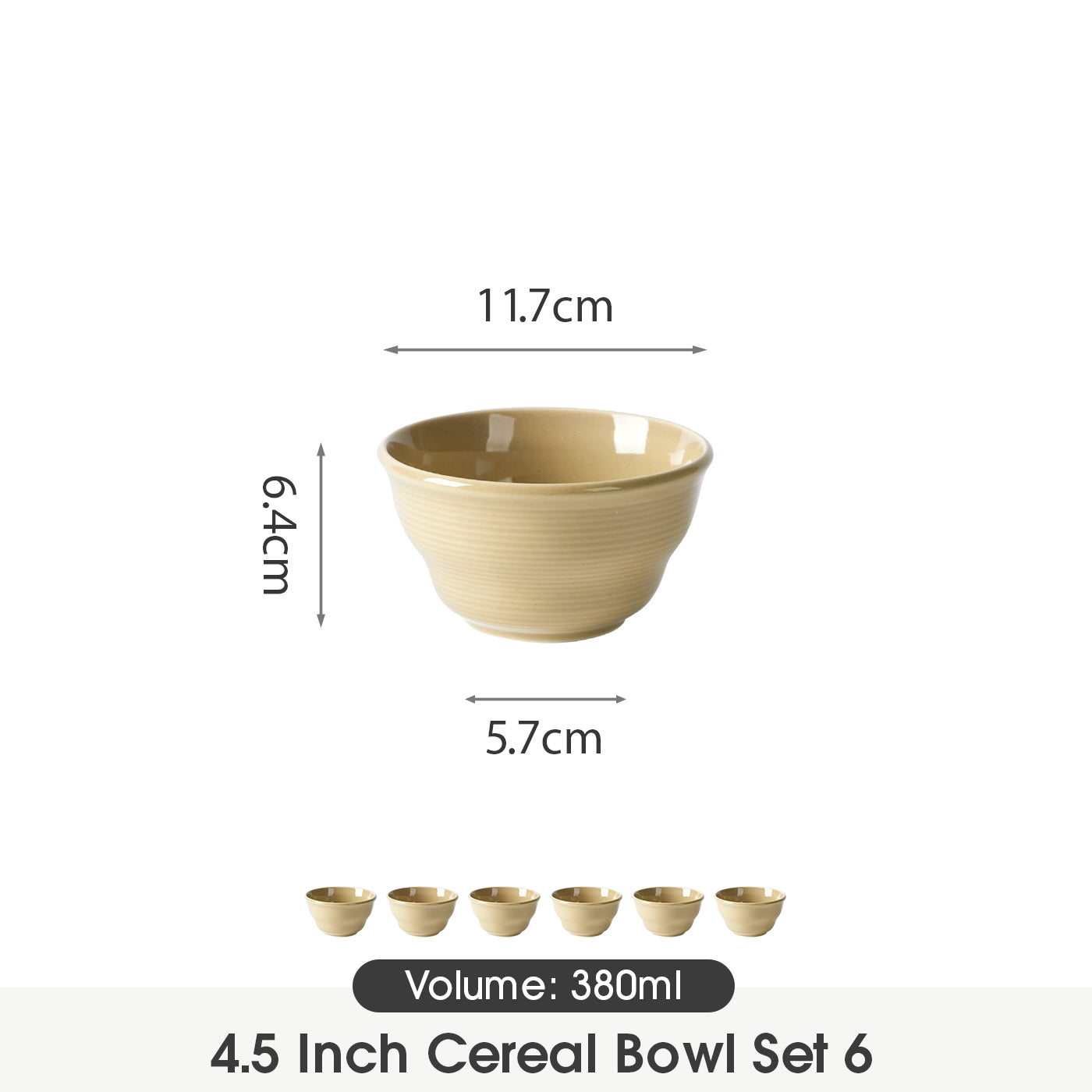 JIWOO-Zen, 6pcs, 4,5Zoll 11,7cm Schüssel, Mikrowellengeeignet und Spülmaschinengeeignet