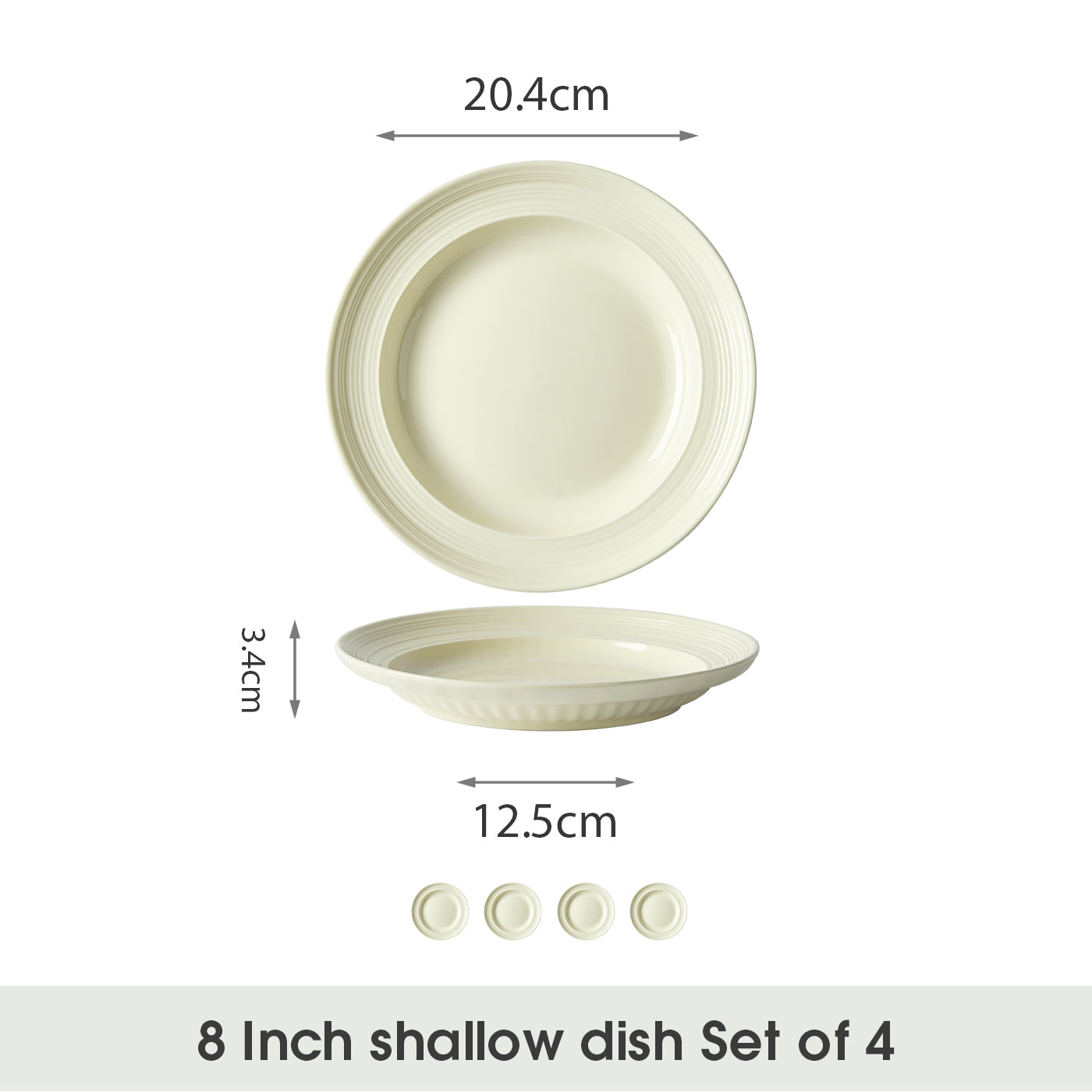 JIWOO-Light stream, 4pcs, 8Zoll 20,4cm Tiefer Teller, Mikrowellengeeignet und Spülmaschinengeeignet