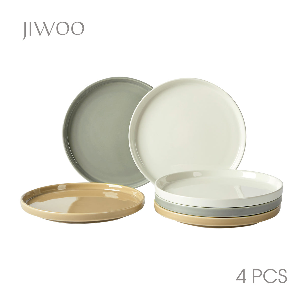 JIWOO-Beira, 4pcs, 8Zoll 21cm Essteller, Mikrowellengeeignet und Spülmaschinengeeignet