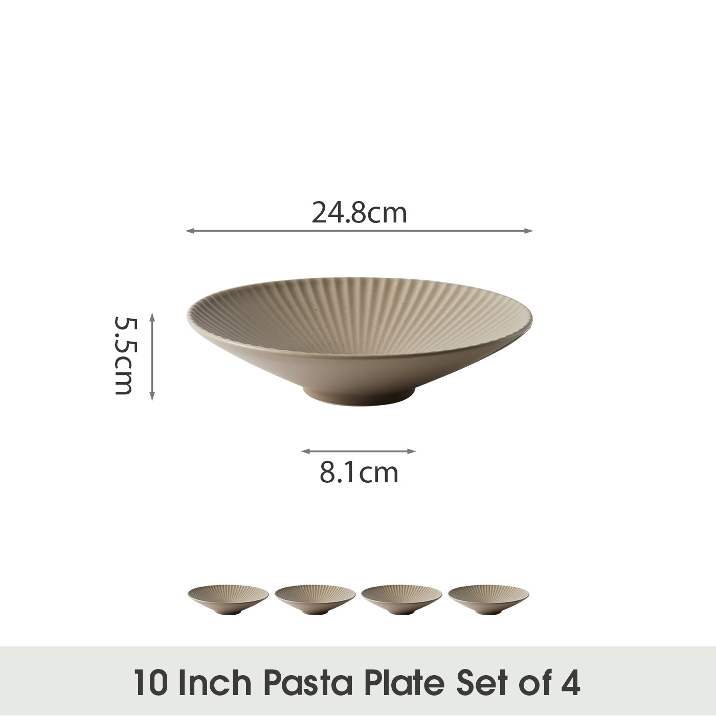 JIWOO-Collins, 4pcs, 10zoll 24,8cm Teller, Mikrowellengeeignet und Spülmaschinengeeignet