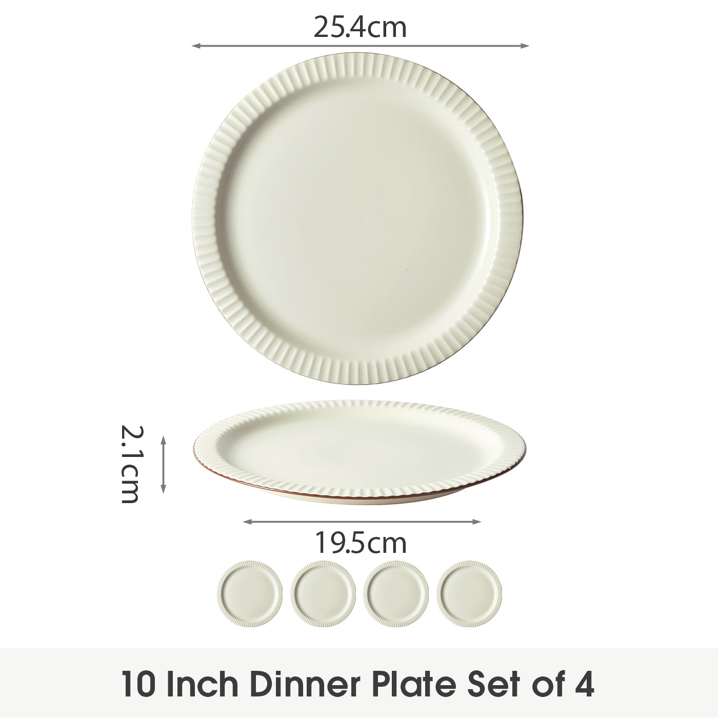 JIWOO-Collins, 4pcs, 10zoll 25,4cm Essteller, Mikrowellengeeignet und Spülmaschinengeeignet