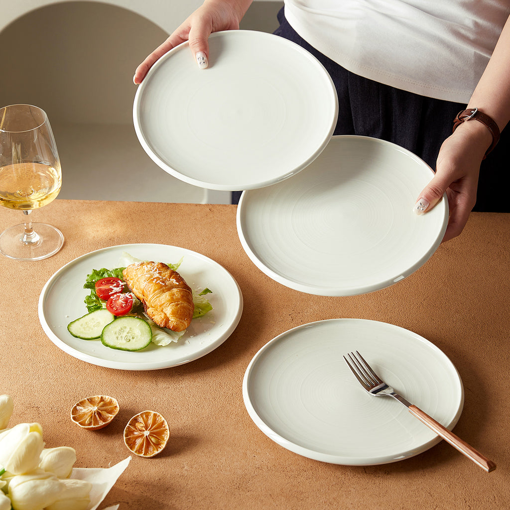 JIWOO-Zen, 4pcs, 8,5zoll 21,5cm Essteller, Mikrowellengeeignet und Spülmaschinengeeignet