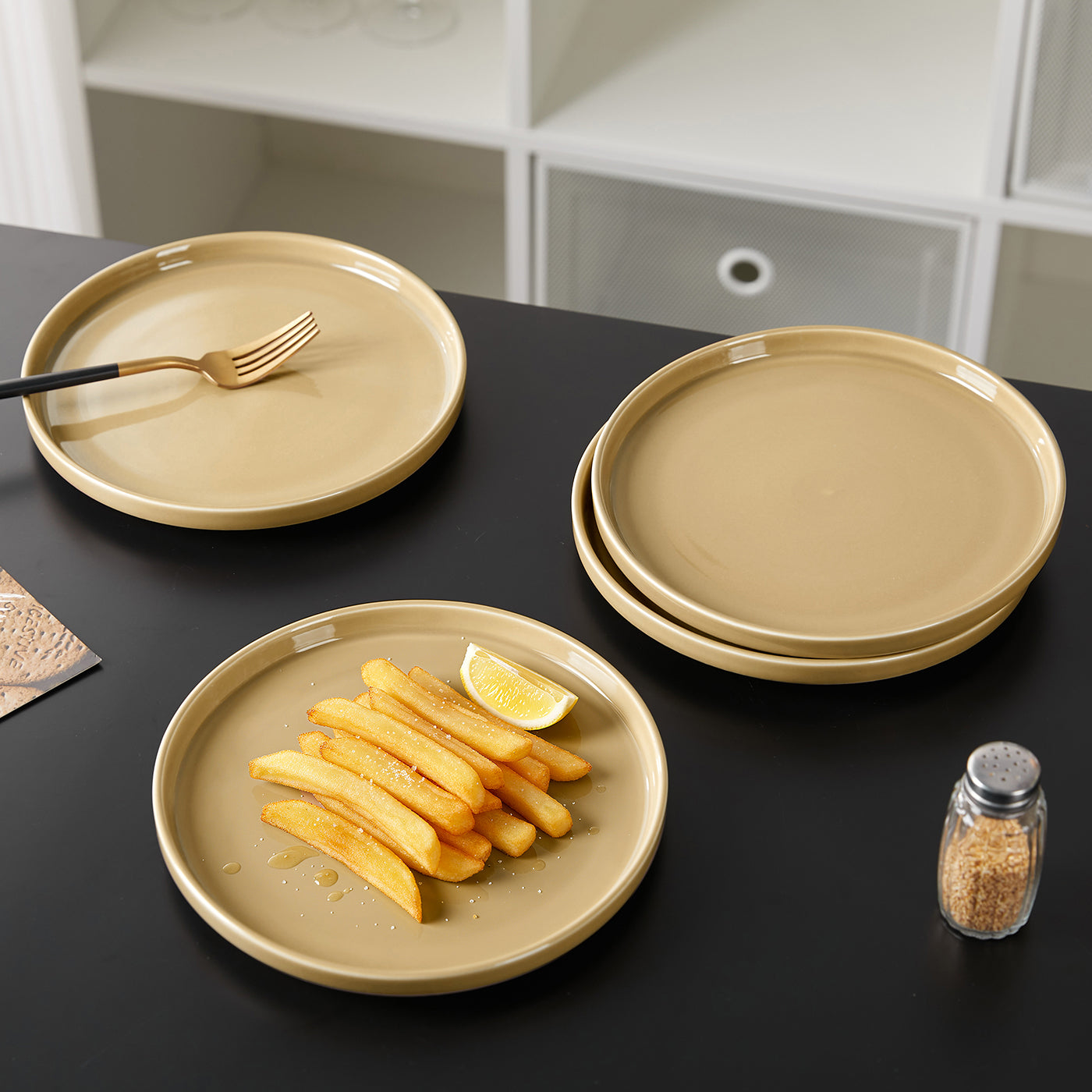 JIWOO-Beira, 4pcs, 8Zoll 21cm Essteller, Mikrowellengeeignet und Spülmaschinengeeignet