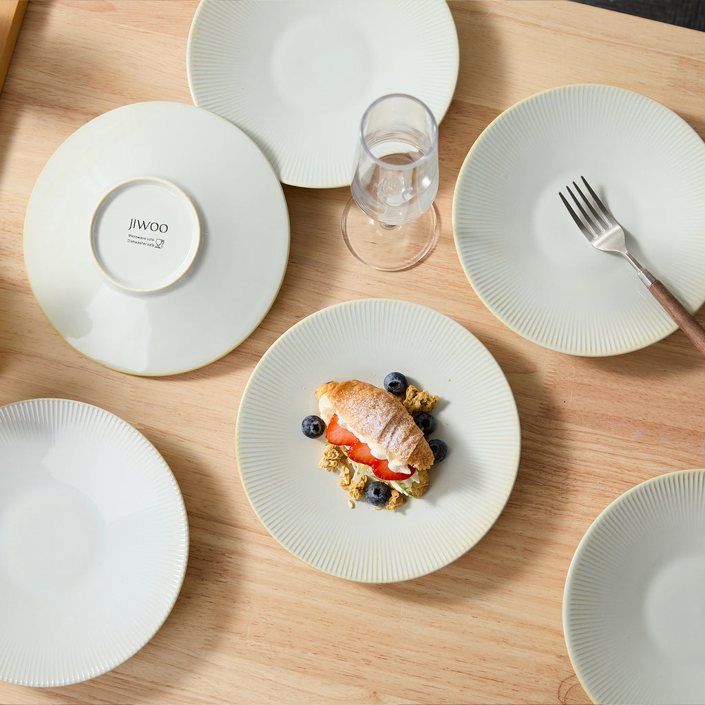 JIWOO-Moire, 6pcs, 8.5 inch 21.7cm Plates, Microwave and Dishwasher Safe