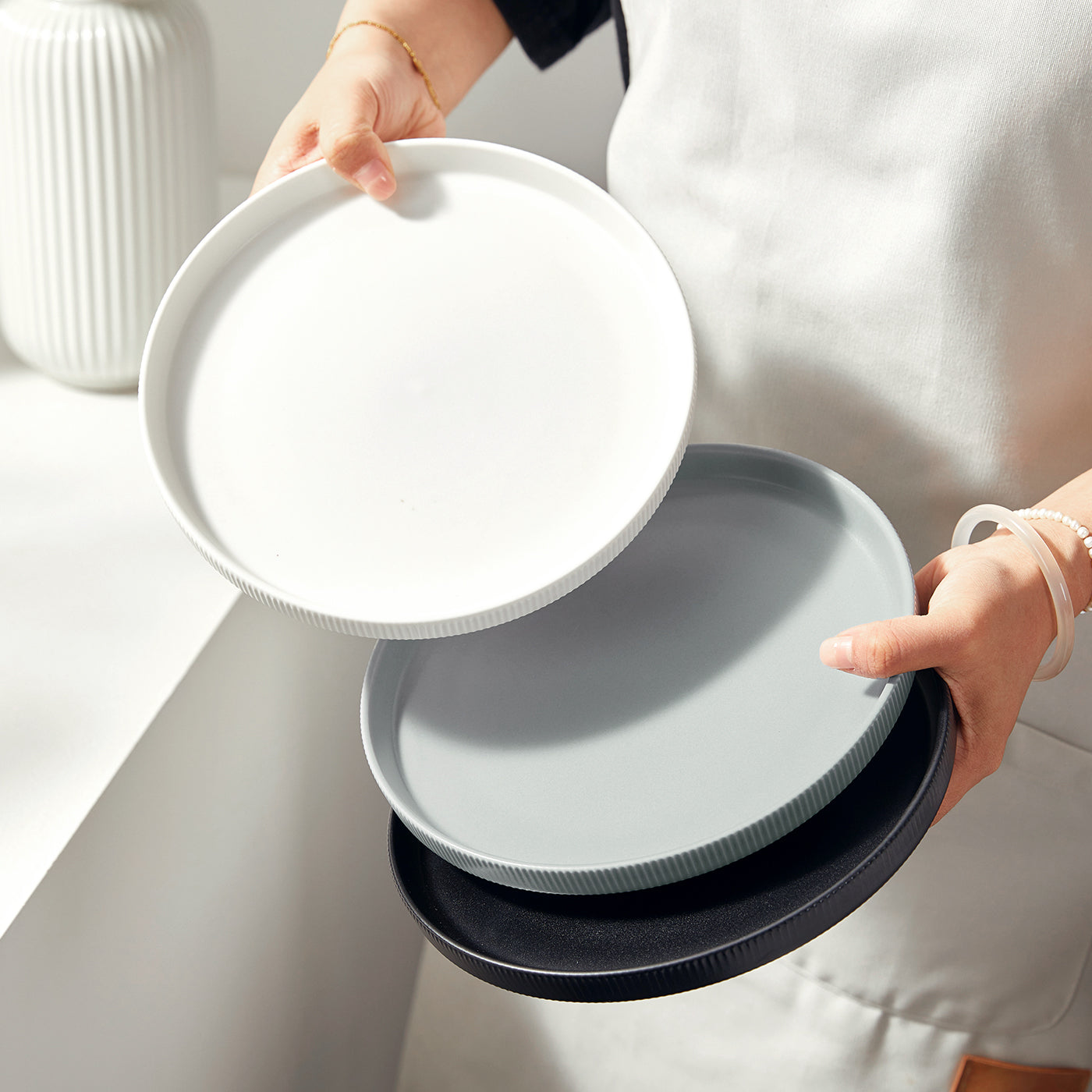 JIWOO-Roman Holiday, 6pcs, 6Zoll 15,2 cm Essteller, Mikrowellengeeignet und Spülmaschinengeeignet