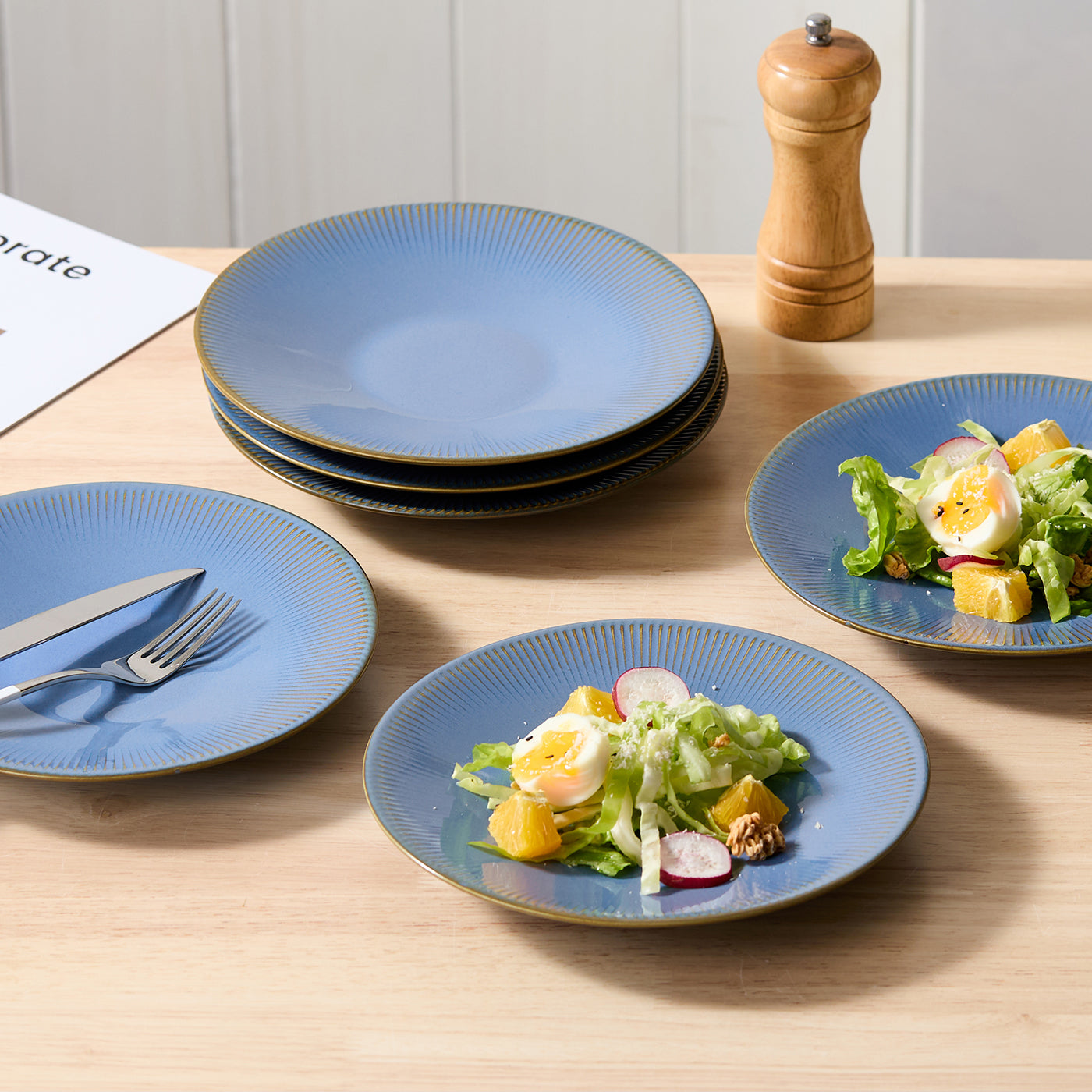 JIWOO-Moire, 6pcs, 8,5Zoll 21,7cm Teller, Mikrowellengeeignet und Spülmaschinengeeignet