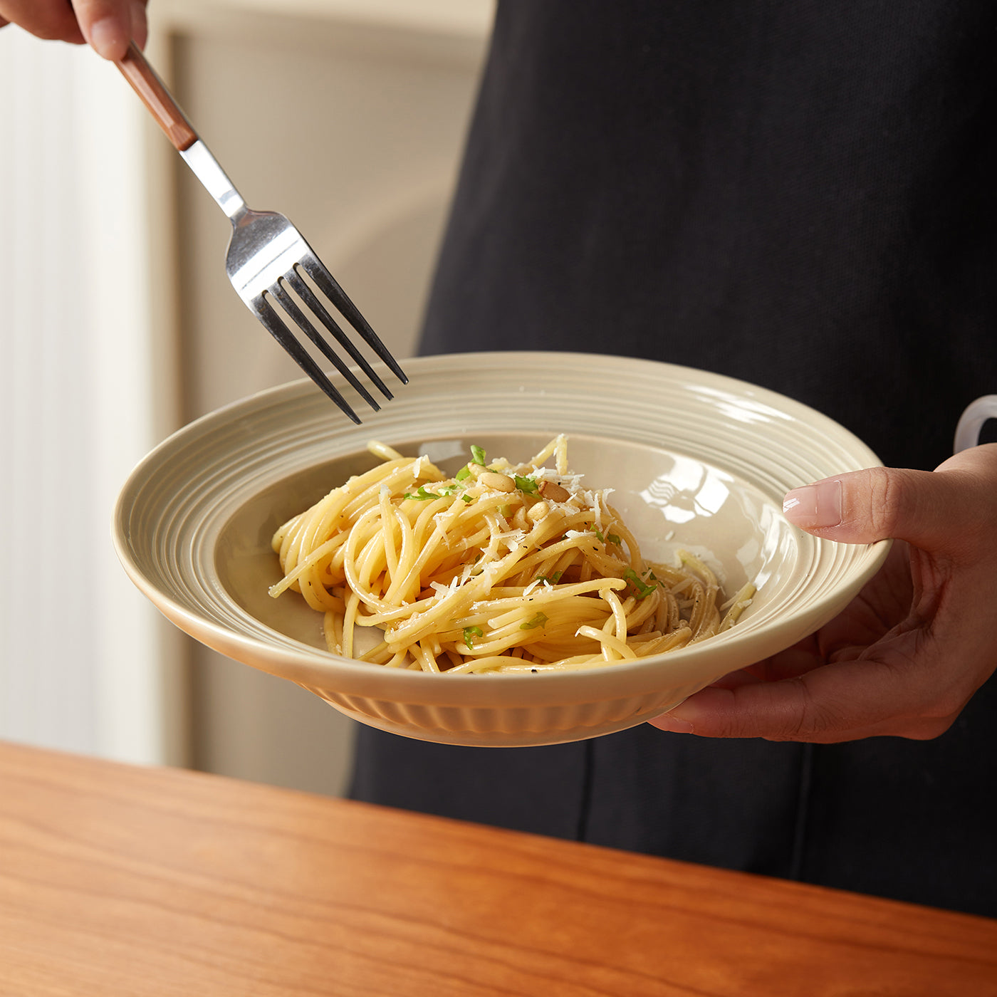 JIWOO-Light stream, 4pcs, 8Zoll 20,4cm Tiefer Teller, Mikrowellengeeignet und Spülmaschinengeeignet