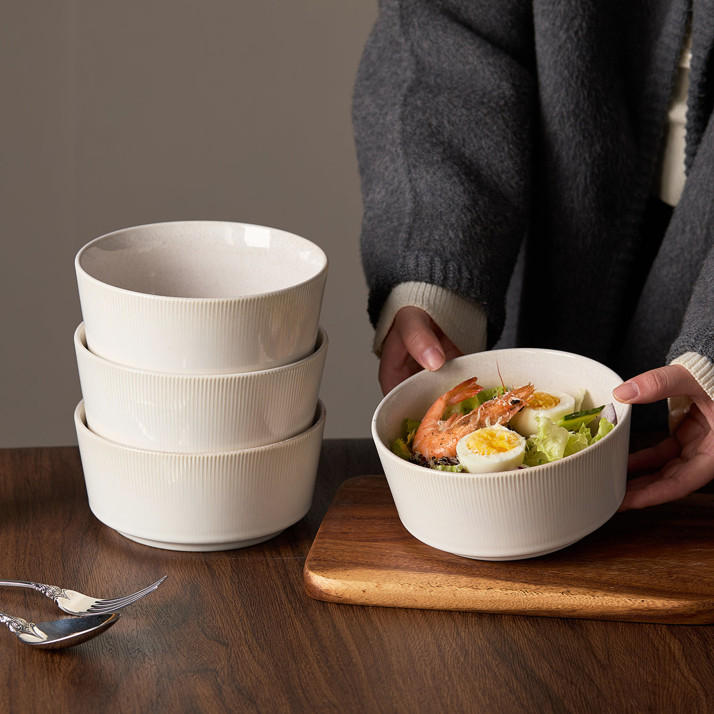 JIWOO-Roman a, 4pcs, 6zoll 15,2cm Schale, Mikrowellengeeignet und Spülmaschinengeeignet