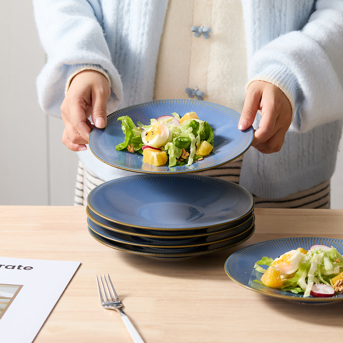 JIWOO-Moire, 6pcs, 8,5Zoll 21,7cm Teller, Mikrowellengeeignet und Spülmaschinengeeignet