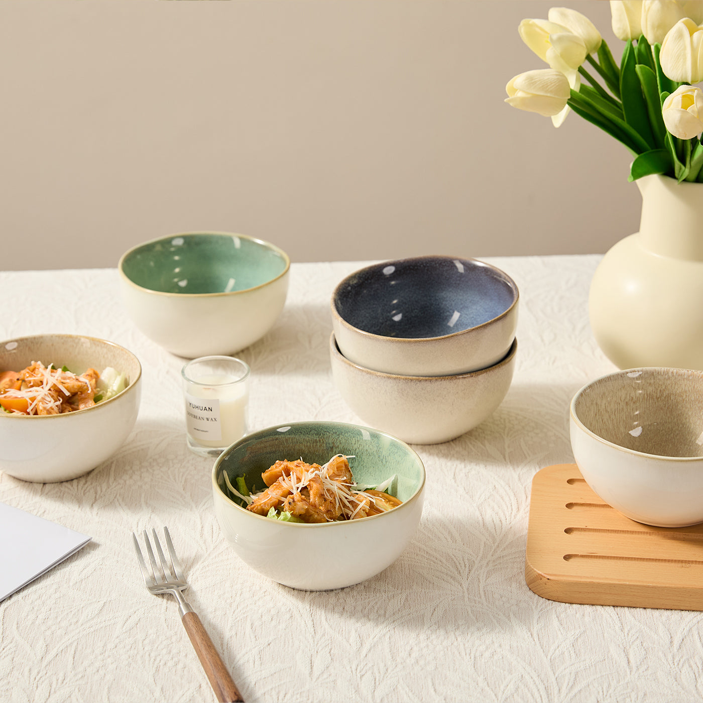 JIWOO-Lovina, 6pcs, 5,5zoll 13,5cm Schale, Mikrowellengeeignet und Spülmaschinengeeignet