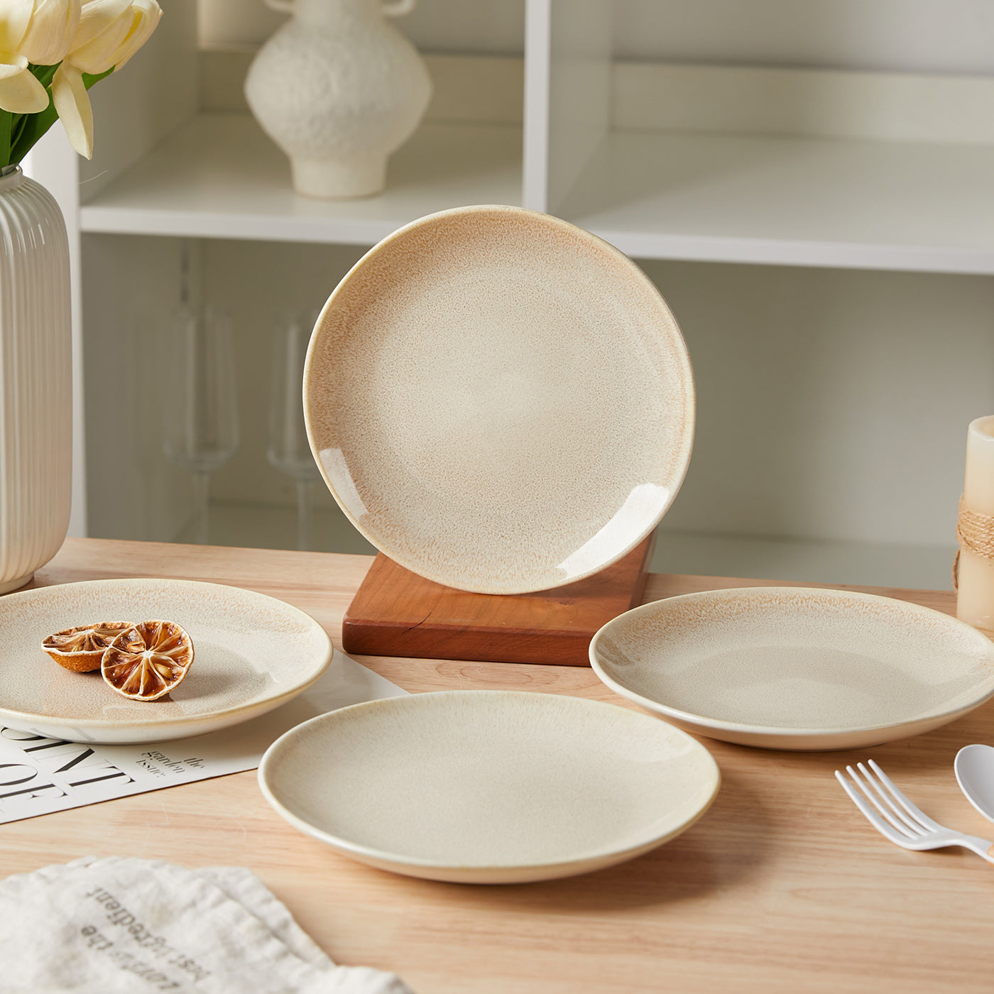 JIWOO-Lovina, 4pcs, 8zoll 19,5cm Essteller, Mikrowellengeeignet und Spülmaschinengeeignet