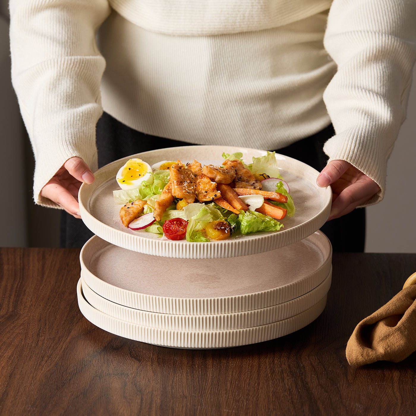 JIWOO-Roman Holiday, 4pcs, 10,5zoll 27,7cm  Essteller, Mikrowellengeeignet und Spülmaschinengeeignet