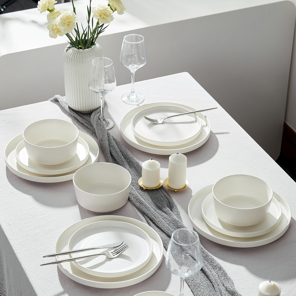 JIWOO-Roman Holiday, 12pcs Essensset, Mikrowellengeeignet und Spülmaschinengeeignet