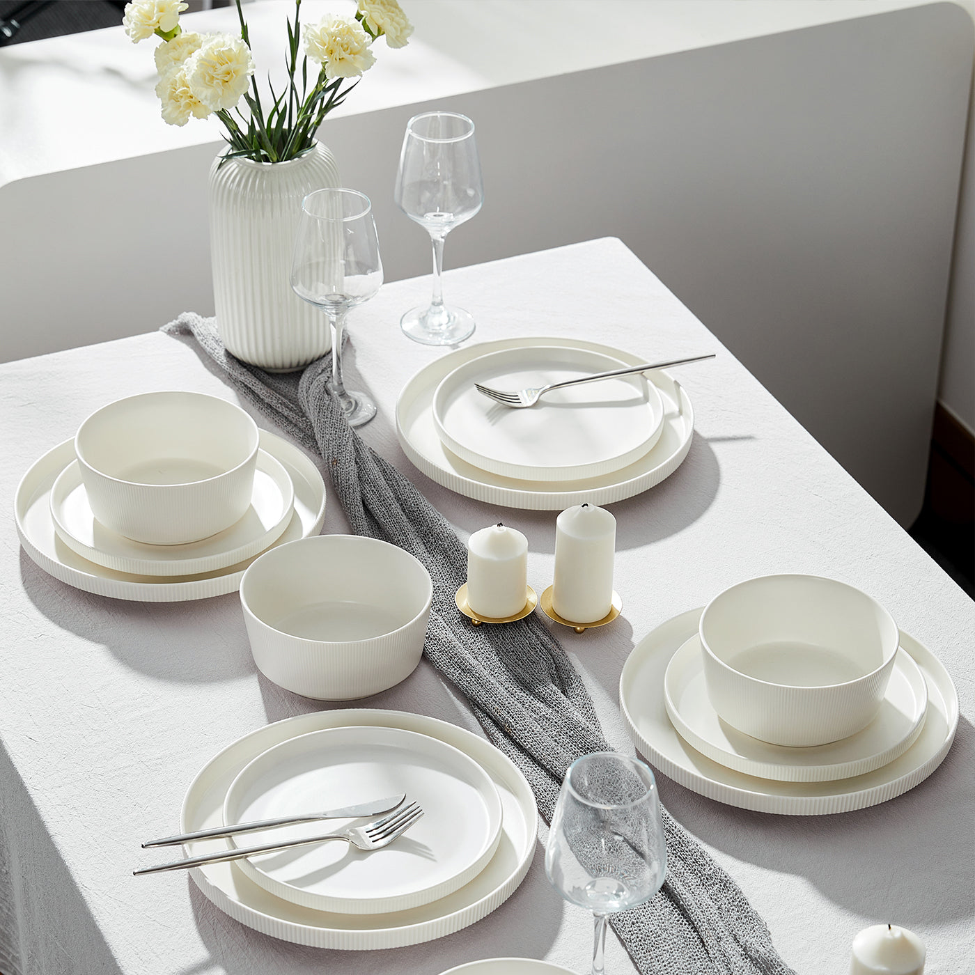 JIWOO-Roman Holiday, 12pcs Essensset, Mikrowellengeeignet und Spülmaschinengeeignet