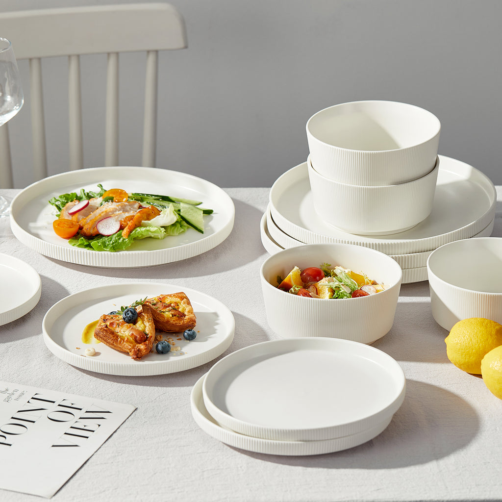 JIWOO-Roman Holiday, 12pcs Essensset, Mikrowellengeeignet und Spülmaschinengeeignet