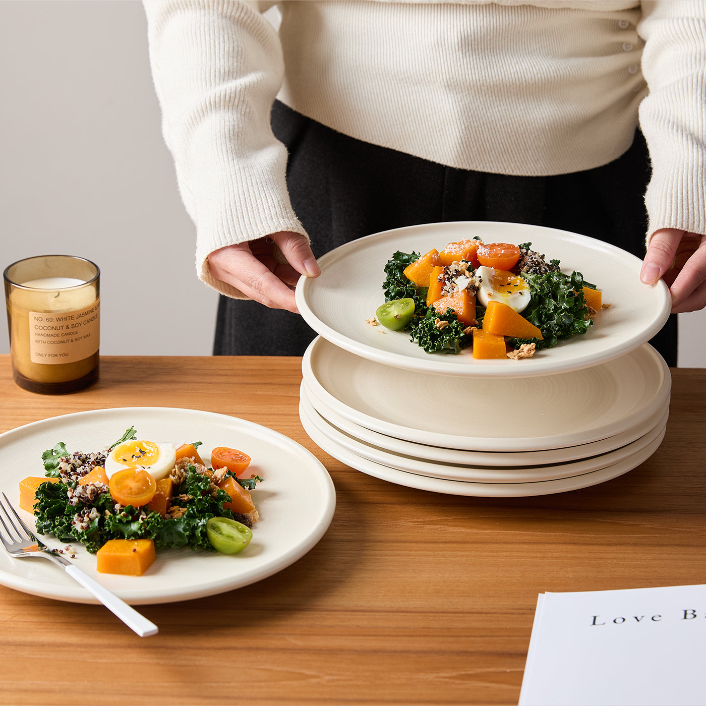 JIWOO-Zen, 6pcs, 10zoll 25,2cm Essteller, Mikrowellengeeignet und Spülmaschinengeeignet