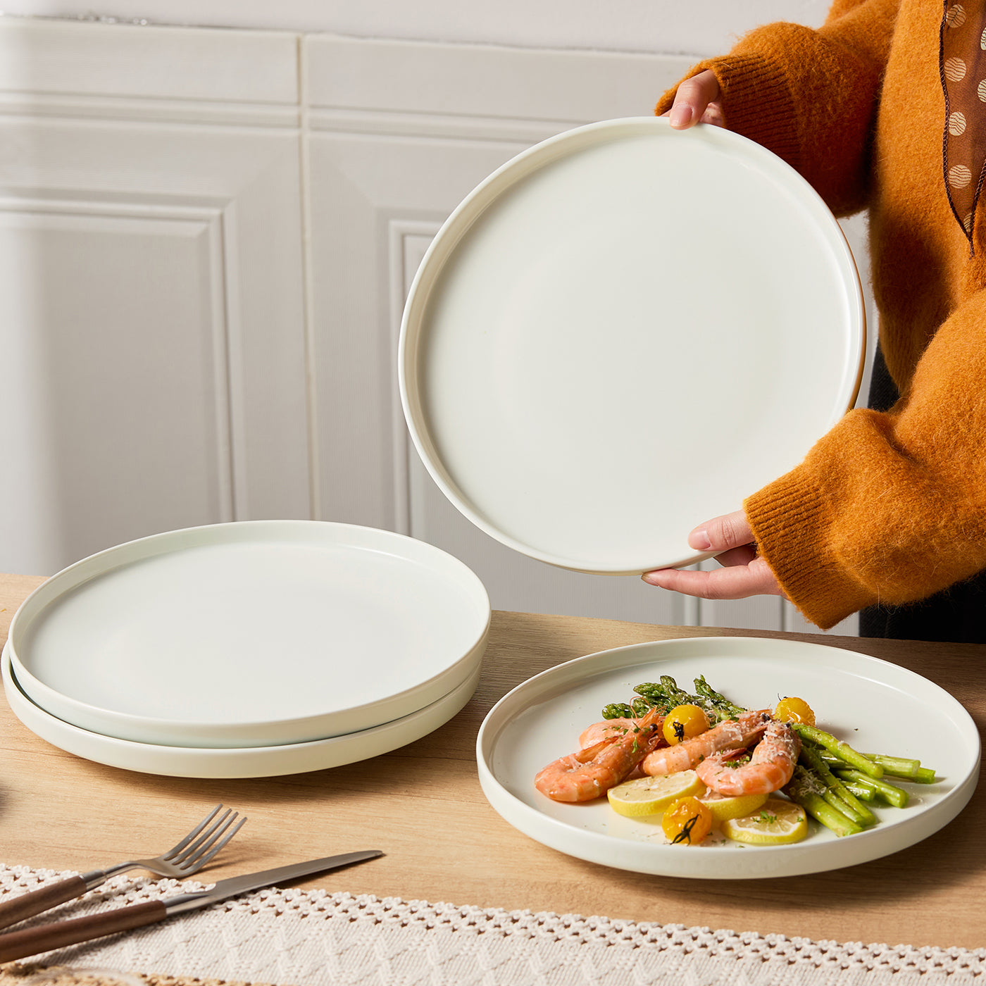 JIWOO-Beira, 4pcs, 10 inch 26cm dinner plates, microwave and dishwasher safe