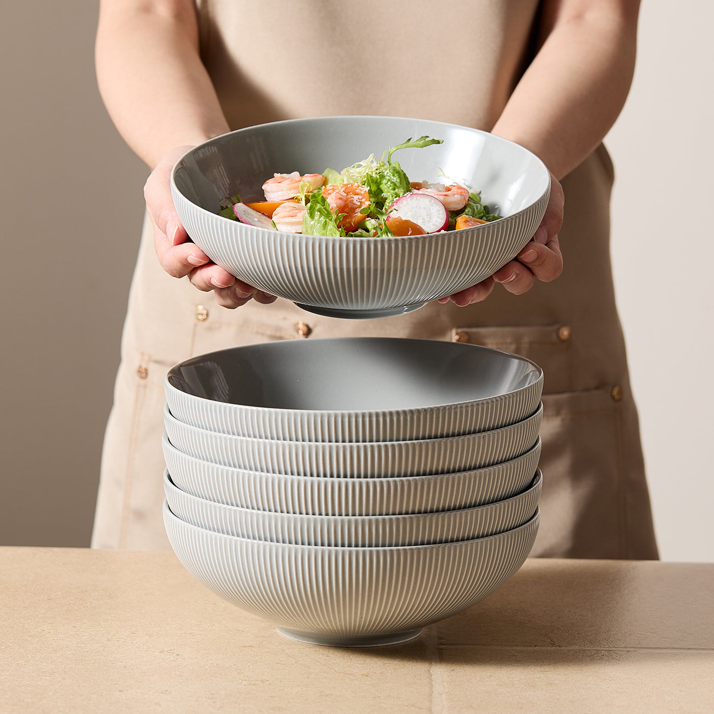 JIWOO-Moire, 6-teiliges 20cm Suppenteller, Mikrowellengeeignet und Spülmaschinengeeignet
