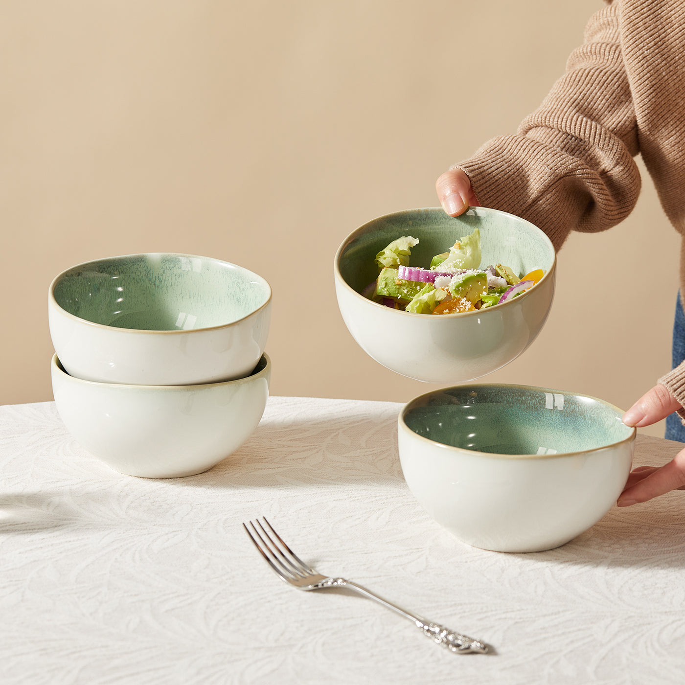 JIWOO-Lovina, 4pcs, 5,5zoll 13,5cm Schale, Mikrowellengeeignet und Spülmaschinengeeignet