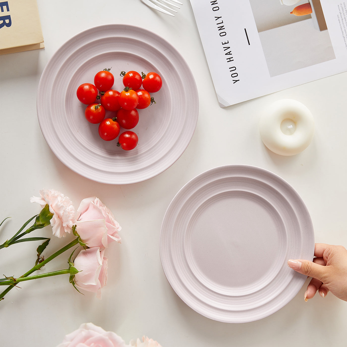 JIWOO-Lurcern, 4pcs, 8,5zoll 21,4cm Essteller, Mikrowellengeeignet und Spülmaschinengeeignet