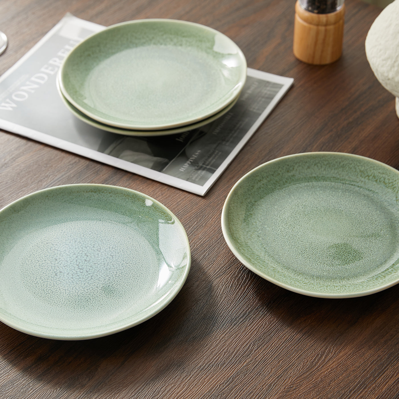 JIWOO-Lovina, 4pcs, 8zoll 19,5cm Essteller, Mikrowellengeeignet und Spülmaschinengeeignet